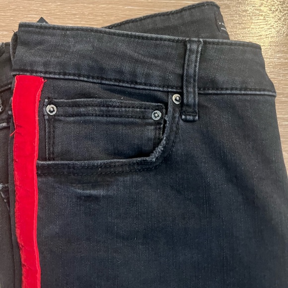 Zara High Waist Black Skinny Jeans | Red Velvet Side Stripe - Picture 7 of 11